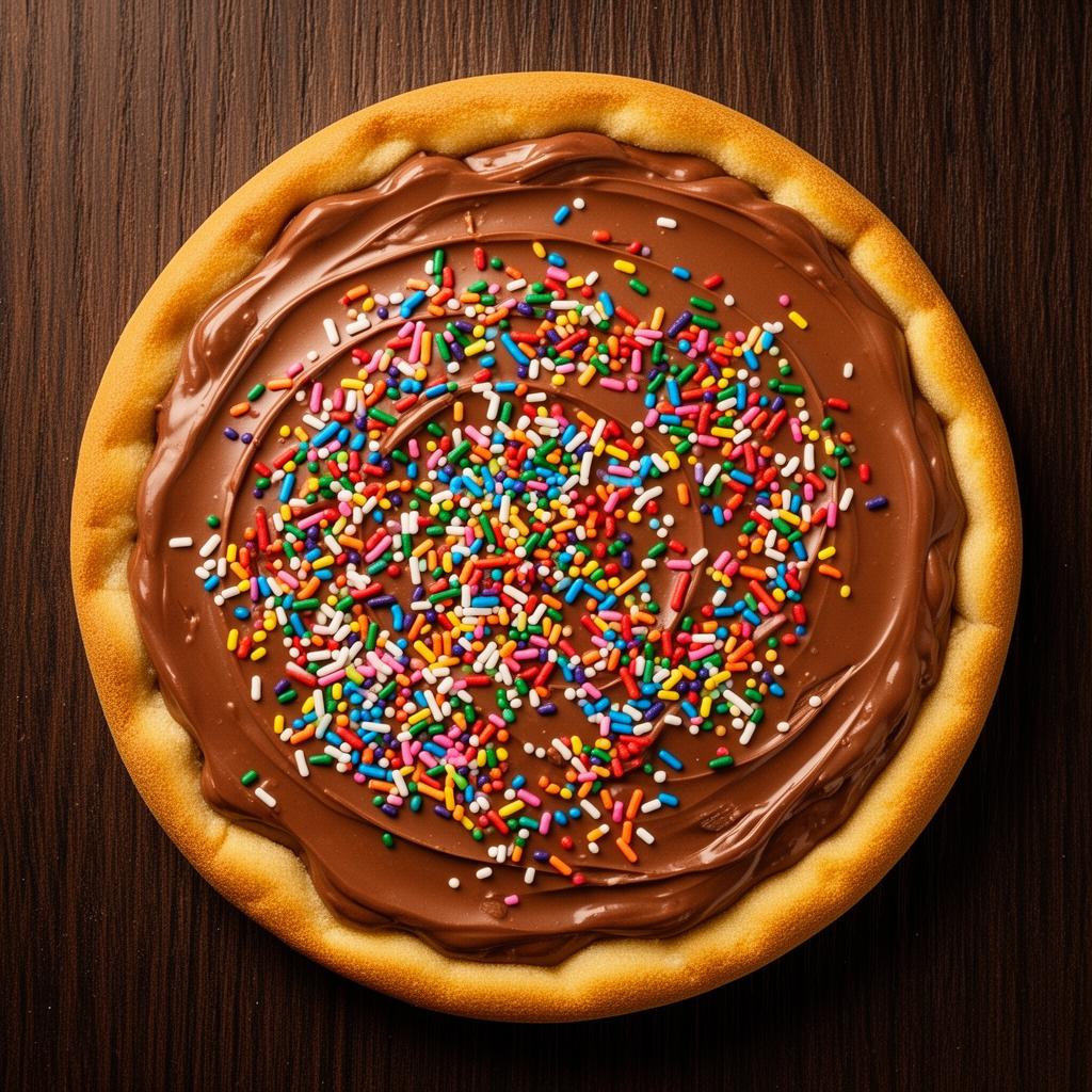 Pizza doce de chocolate com confeitos coloridos