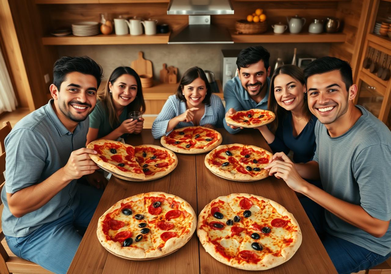 Família comendo pizza Jets Pizza Express